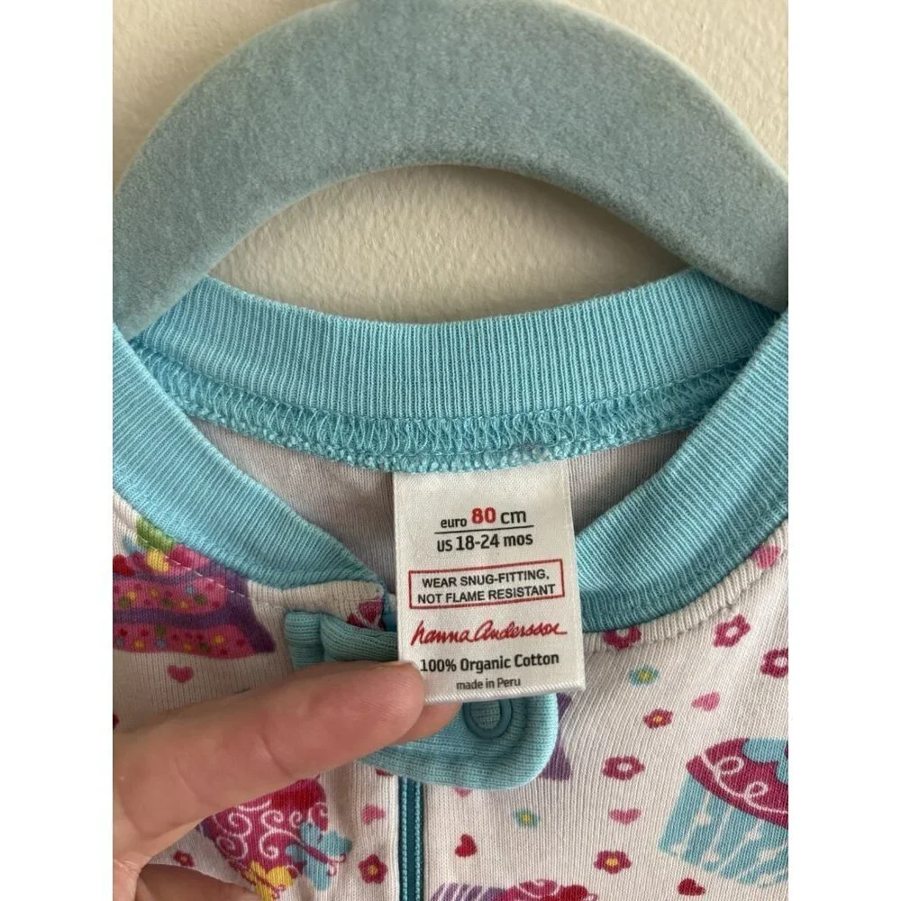 HANNA ANDERSSON ORGANIC BABY Side Zip Sleeper Pink Cupcake 18-24 M Birthday